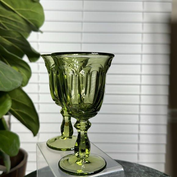 Imperial Glass Old Williamsburg Verde Green Water Goblets - Picture 4 of 6